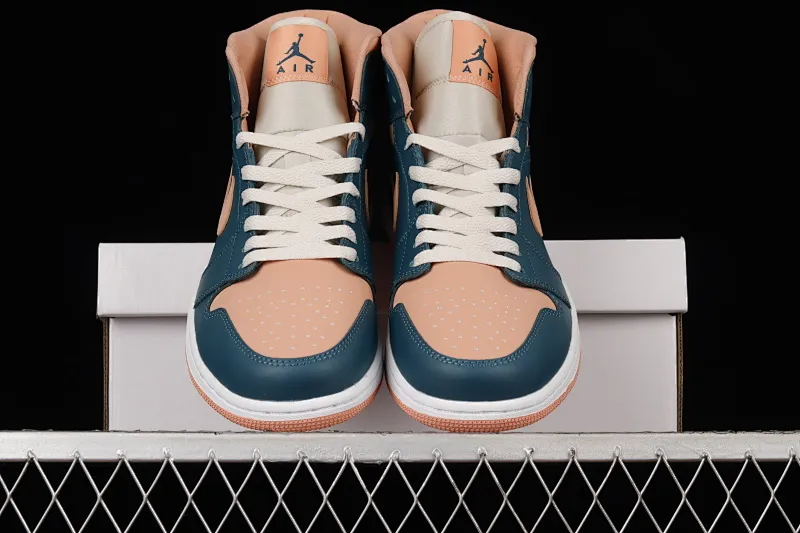 All categories Air Jordan Jordan series basketball shoes Air Jordan 1 Mid G version pure original Air Jordan AJ1 Mid "Blue Mint" AJ1 Joe 1 blue orange mid-top basketball shoes BQ6472-308
